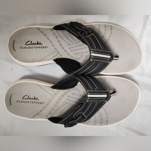 Clarks Black and White Cloudsteppers Sandals